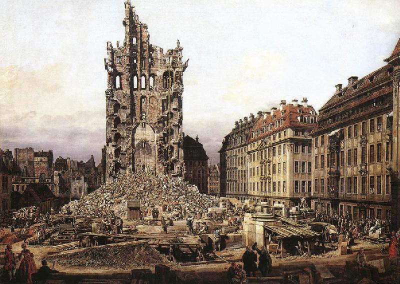 Bernardo Bellotto The Ruins of the Old Kreuzkirche in Dresden oil painting picture